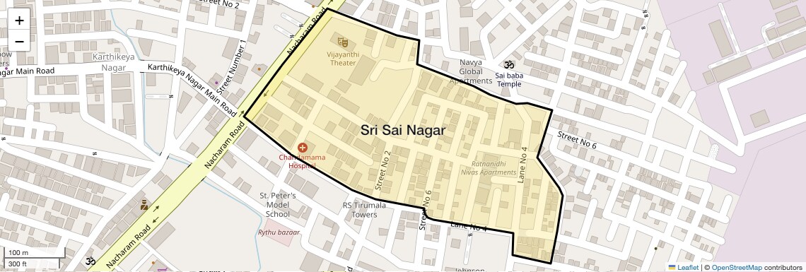 Location Map of Sri Sai Nagar, Hyderabad