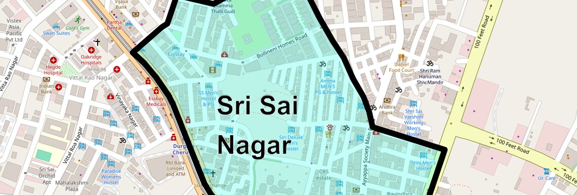 Location Map of Sri Sai Nagar, Hyderabad