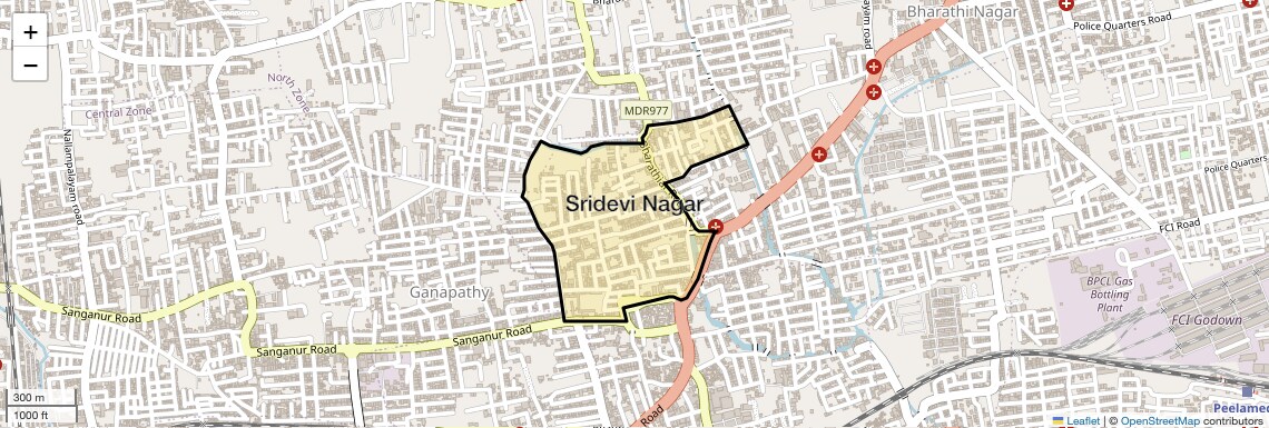 Location Map of Sridevi Nagar, Coimbatore