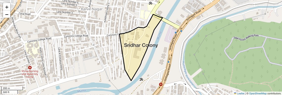 Location Map of Sridhar Colony, Pune