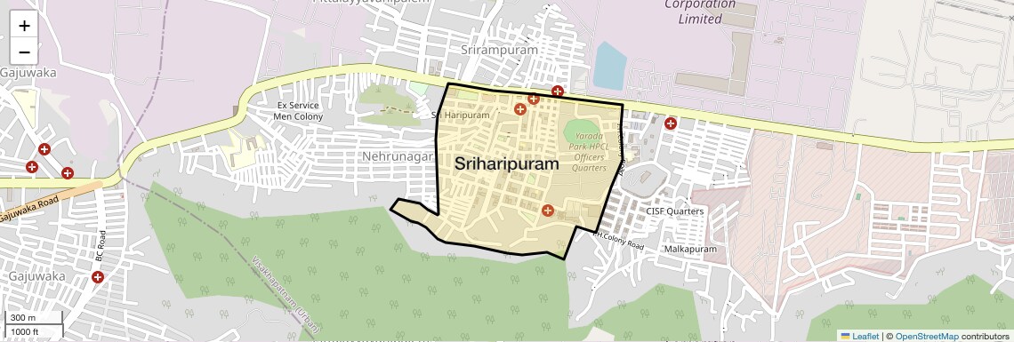 Location Map of Sriharipuram, Vizag