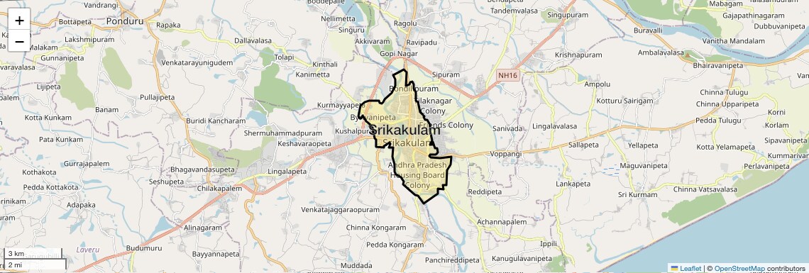 Location Map of Srikakulam, Vizag