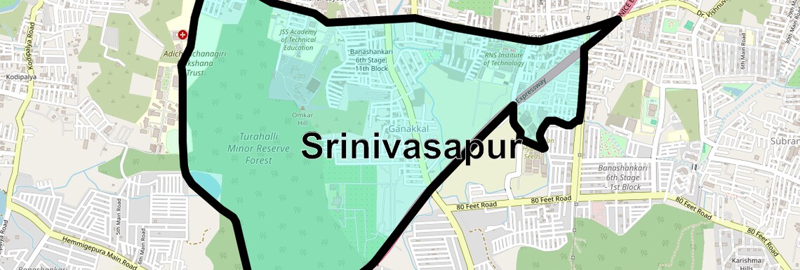 Location Map of Srinivasapur, Bangalore