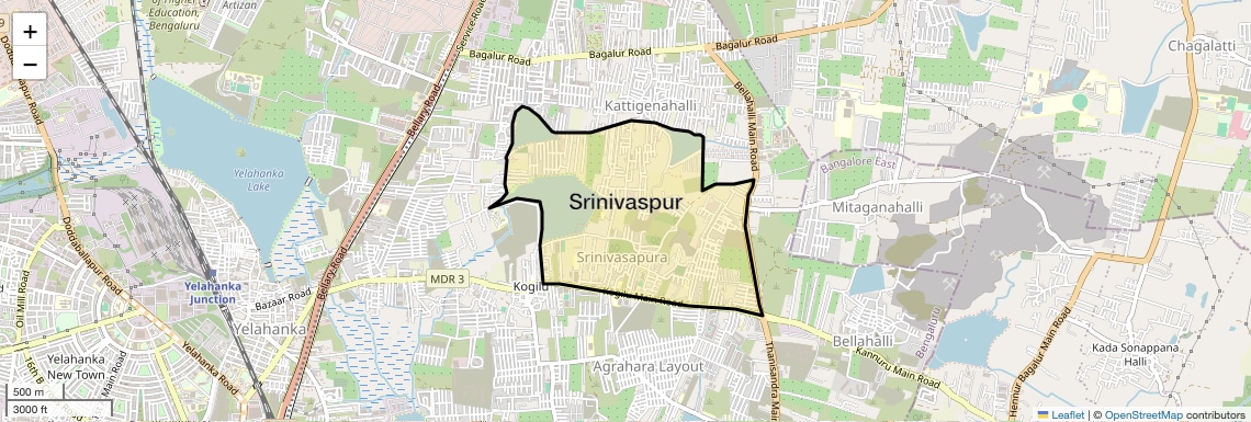 Location Map of Srinivaspur, Bangalore