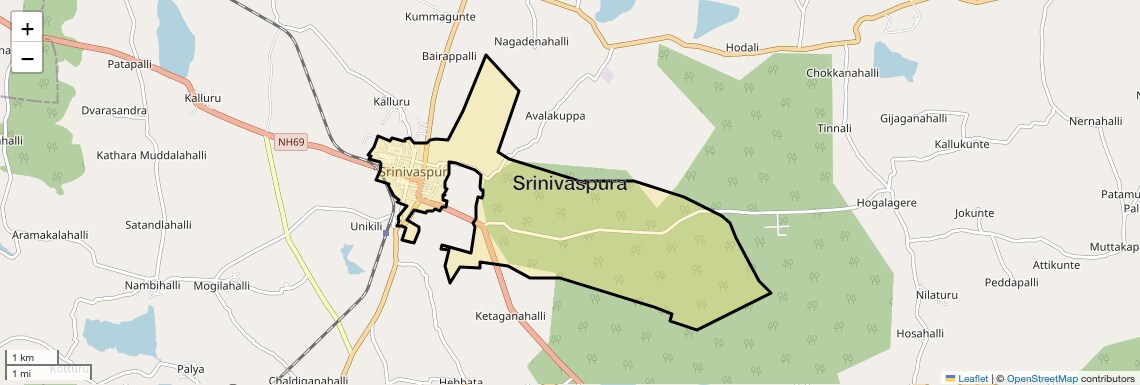 Location Map of Srinivaspura, Bangalore