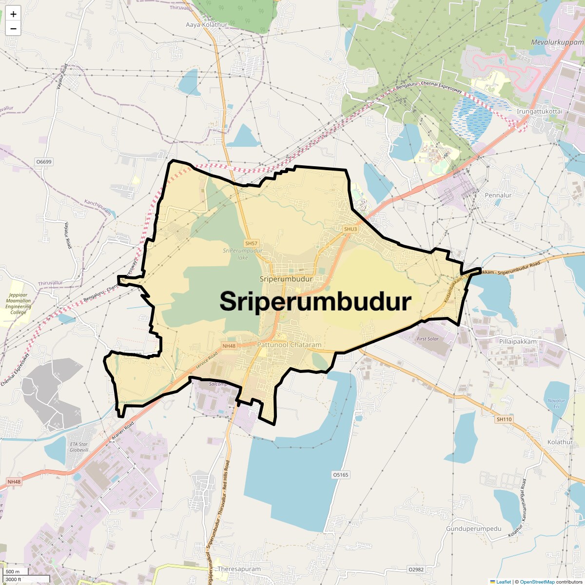 Location Map of Sriperumbudur, Chennai