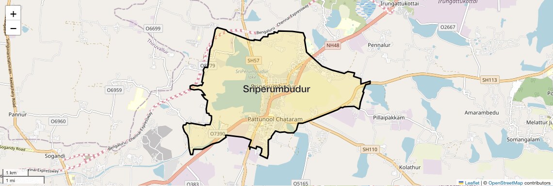 Location Map of Sriperumbudur, Chennai