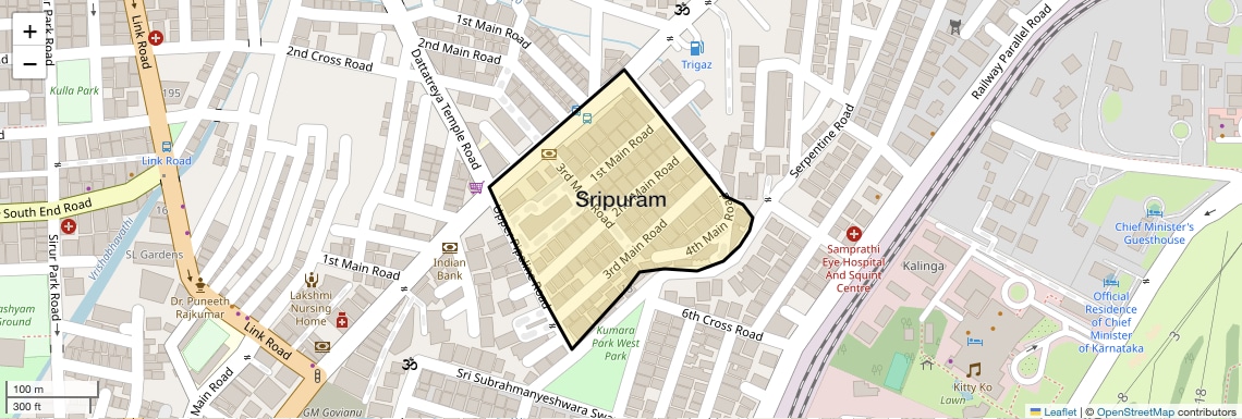 Location Map of Sripuram, Bangalore