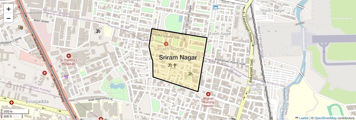 Location Map of Sriram Nagar, Hyderabad