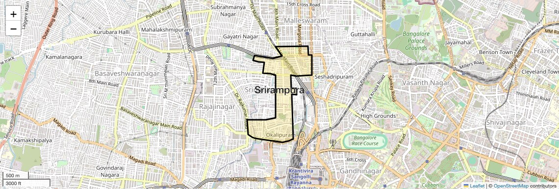 Location Map of Srirampura, Bangalore
