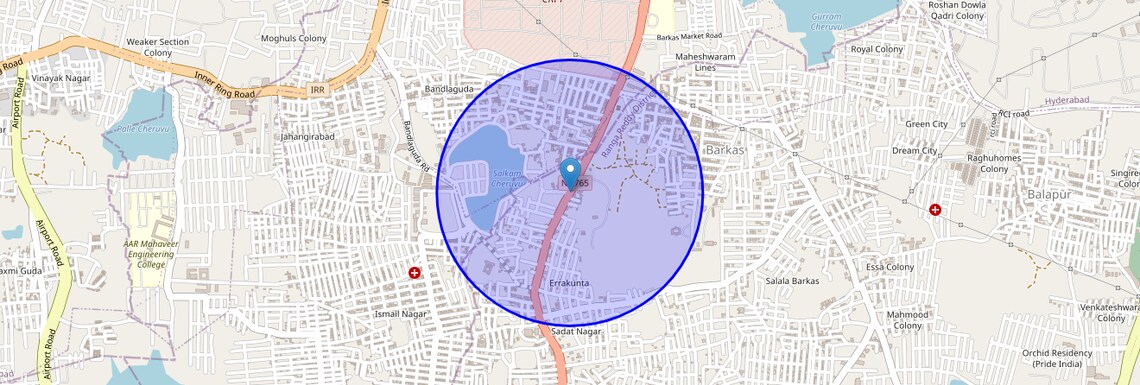 Location Map of Srisailam Highway, Hyderabad