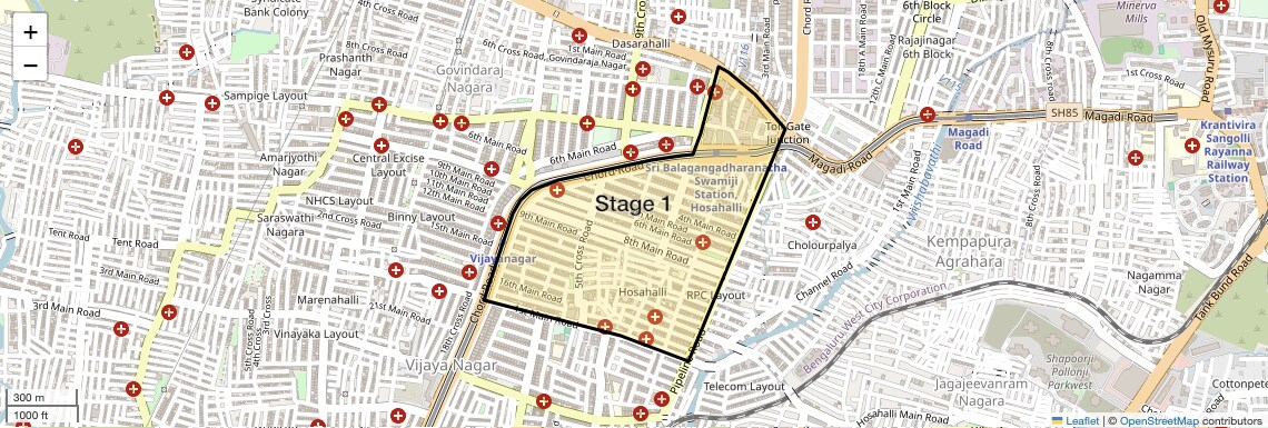 Location Map of Stage 1, Bangalore