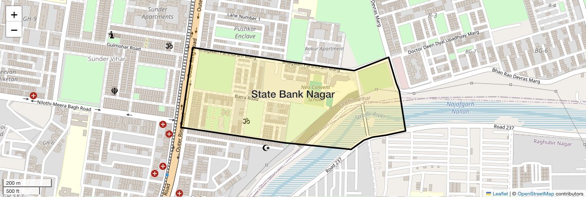Location Map of State Bank Nagar, Delhi
