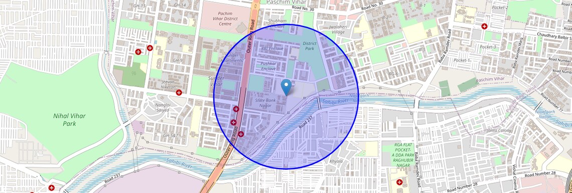 Location Map of State Bank Nagar, Delhi