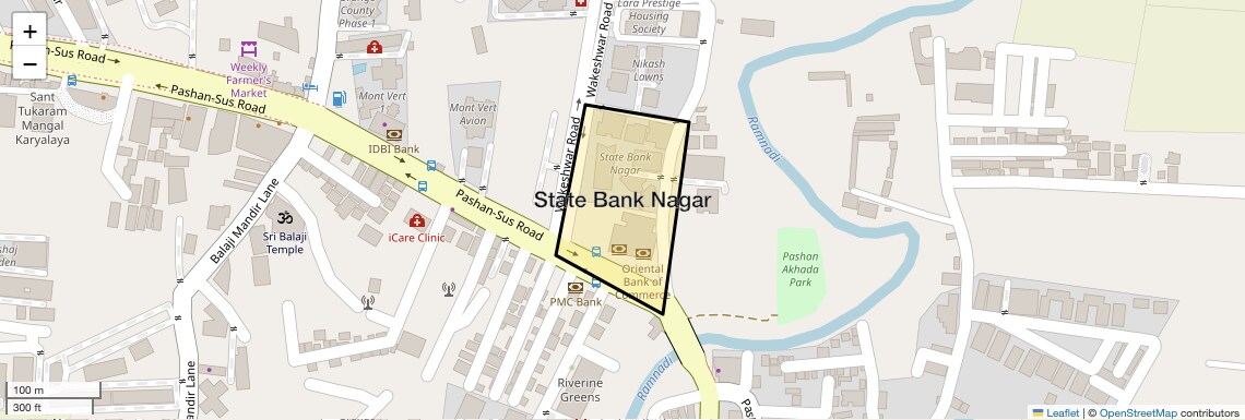 Location Map of State Bank Nagar, Pune