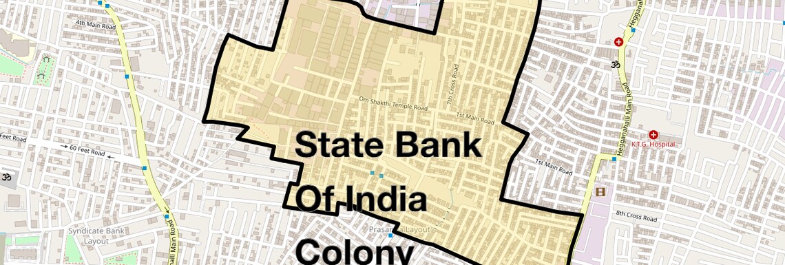 Location Map of State Bank Of India Colony, Bangalore