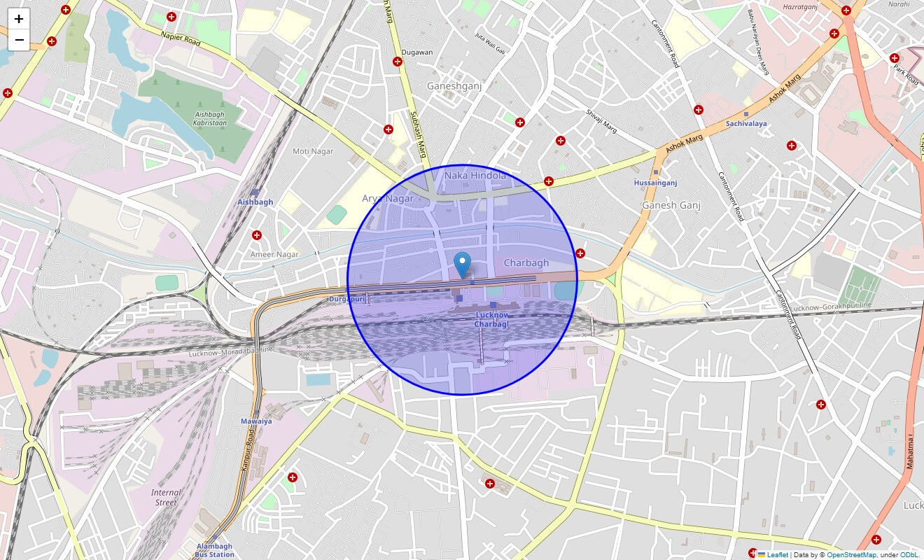 Location Map of Station Road, Lucknow