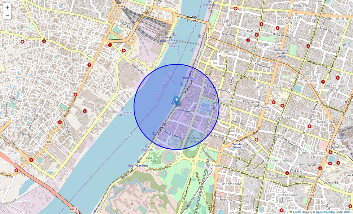 Location Map of Strand Road, Kolkata
