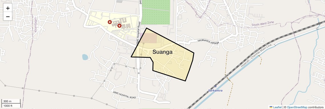 Location Map of Suanga, Bhubaneswar