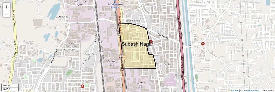 Location Map of Subash Nagar, Faridabad