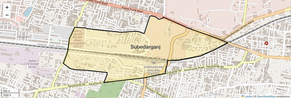 Location Map of Subedarganj, Allahabad
