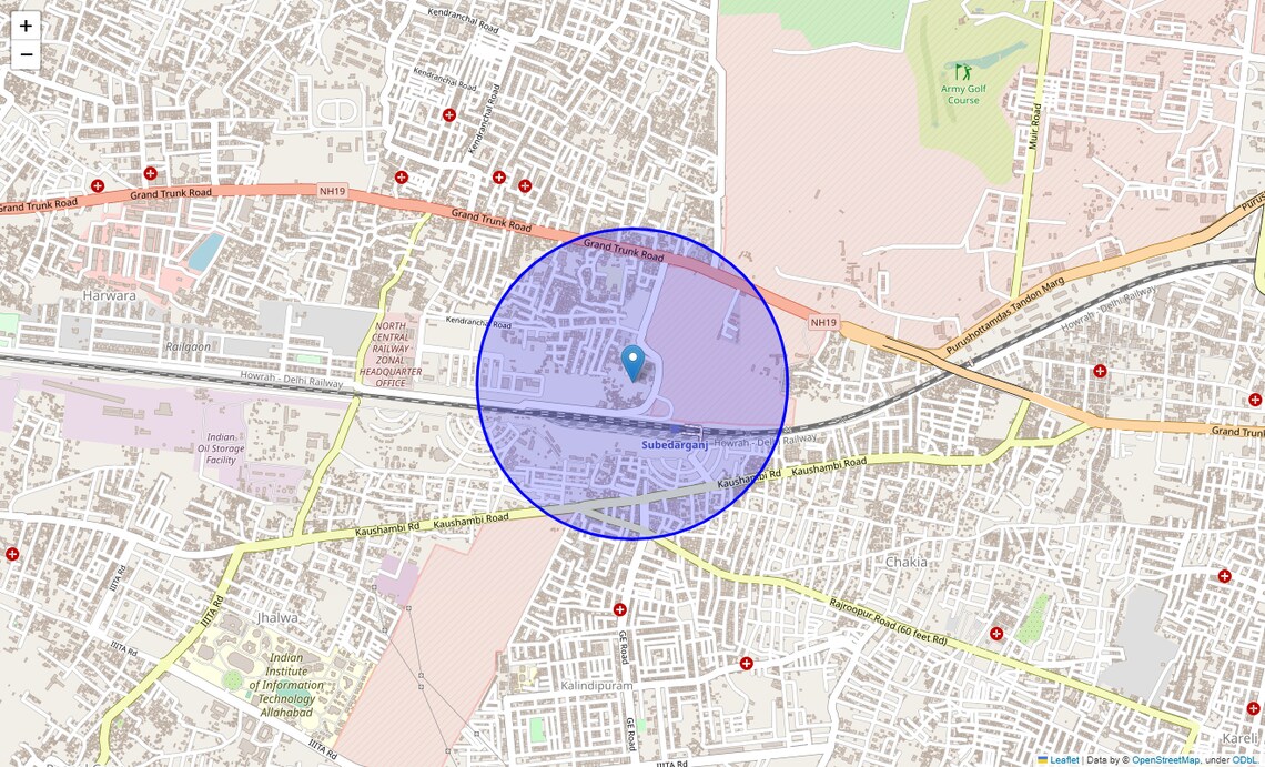 Location Map of Subedarganj, Allahabad