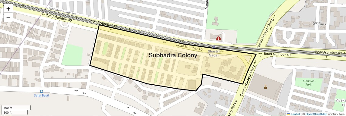 Location Map of Subhadra Colony, Delhi