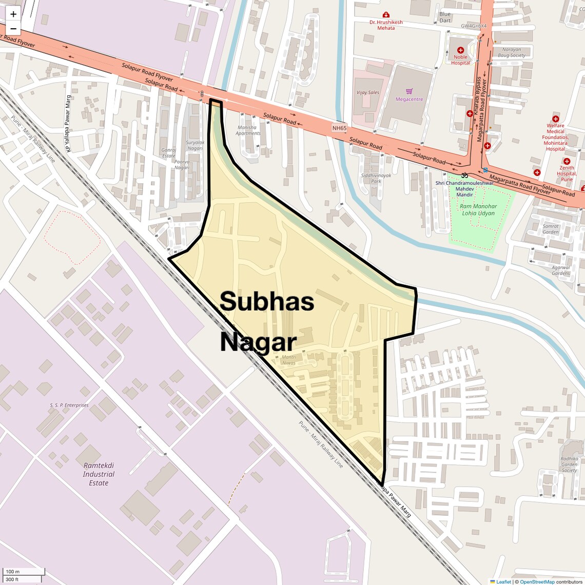Location Map of Subhas Nagar, Pune