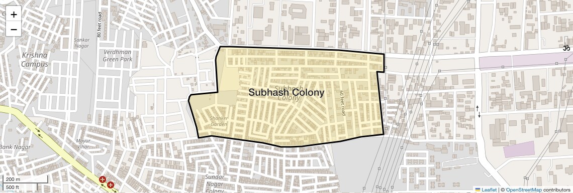 Location Map of Subhash Colony, Bhopal