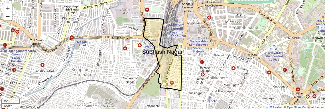 Location Map of Subhash Nagar, Bangalore