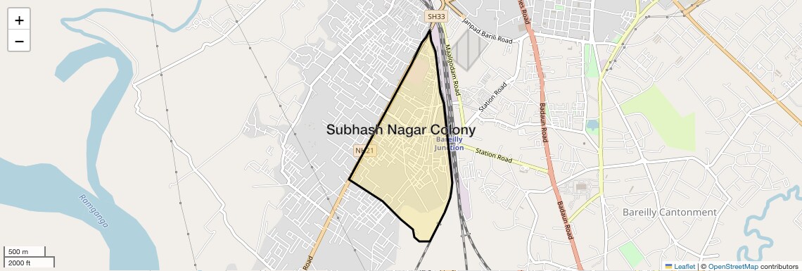 Location Map of Subhash Nagar Colony, Bareilly