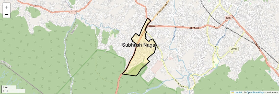 Location Map of Subhash Nagar, Dehradun