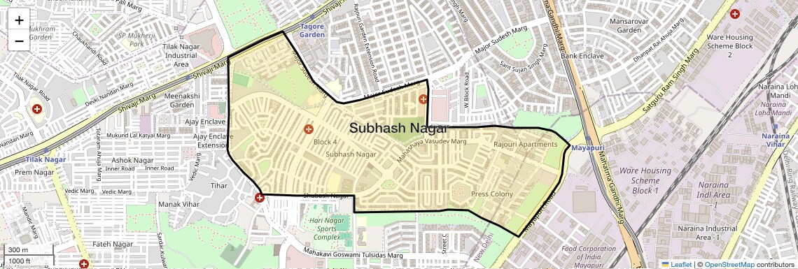 Location Map of Subhash Nagar, Delhi