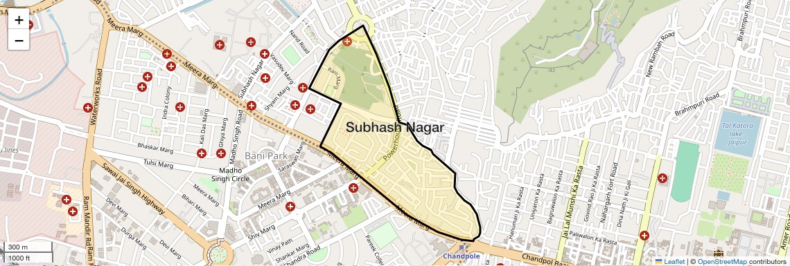 Location Map of Subhash Nagar, Jaipur
