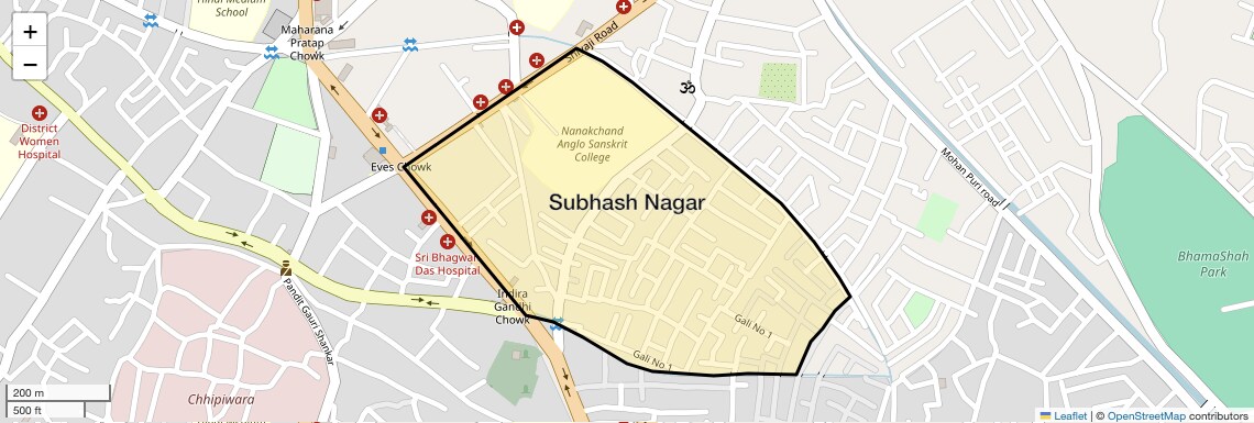 Location Map of Subhash Nagar, Meerut