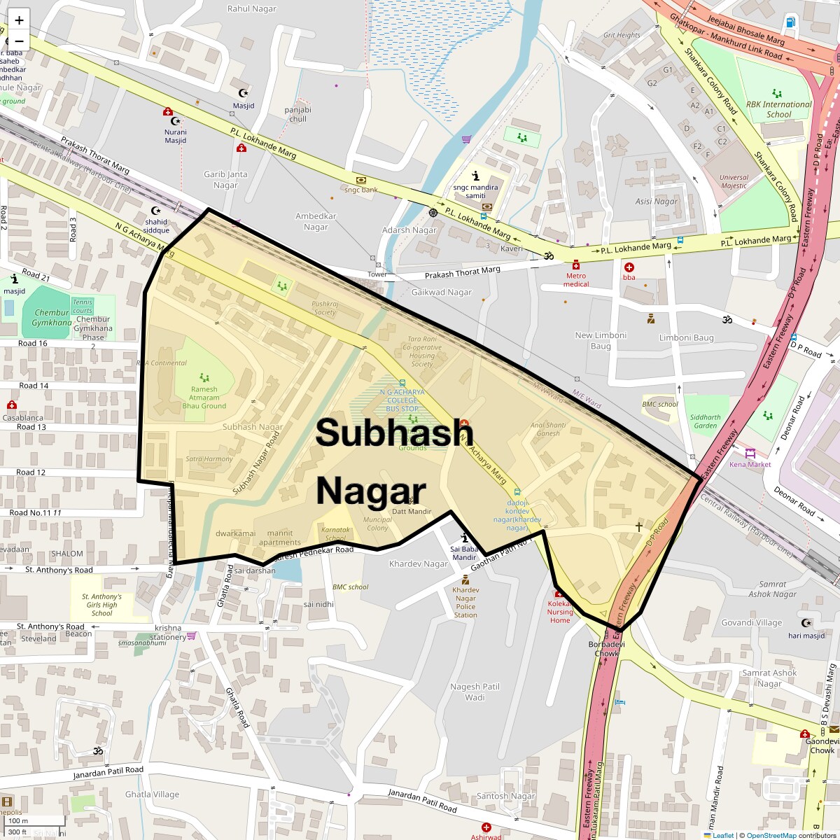 Location Map of Subhash Nagar, Mumbai