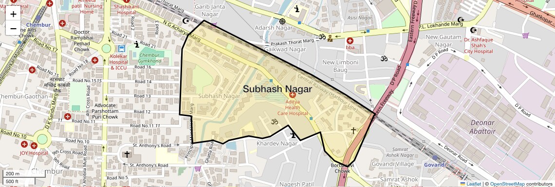 Location Map of Subhash Nagar, Mumbai
