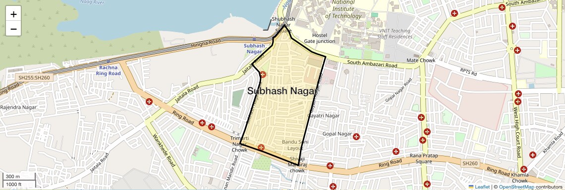 Location Map of Subhash Nagar, Nagpur
