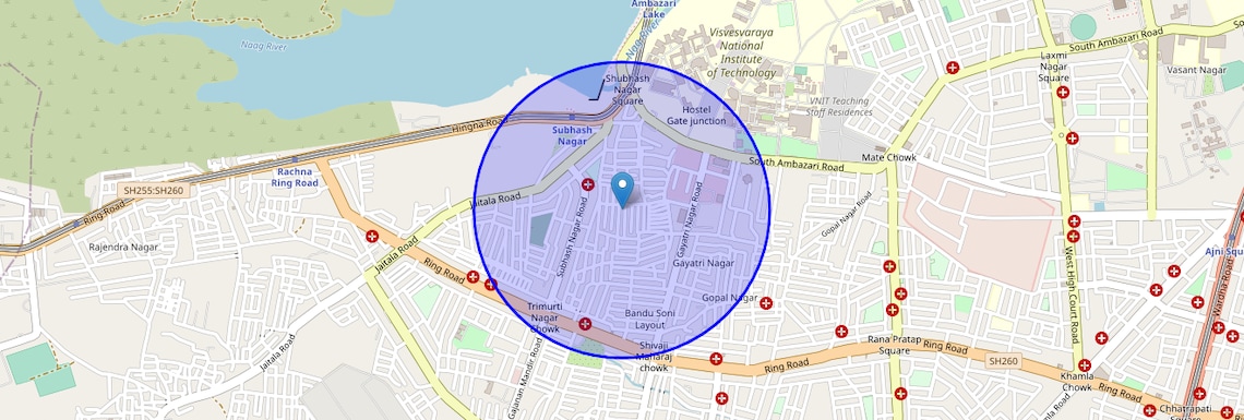 Location Map of Subhash Nagar, Nagpur