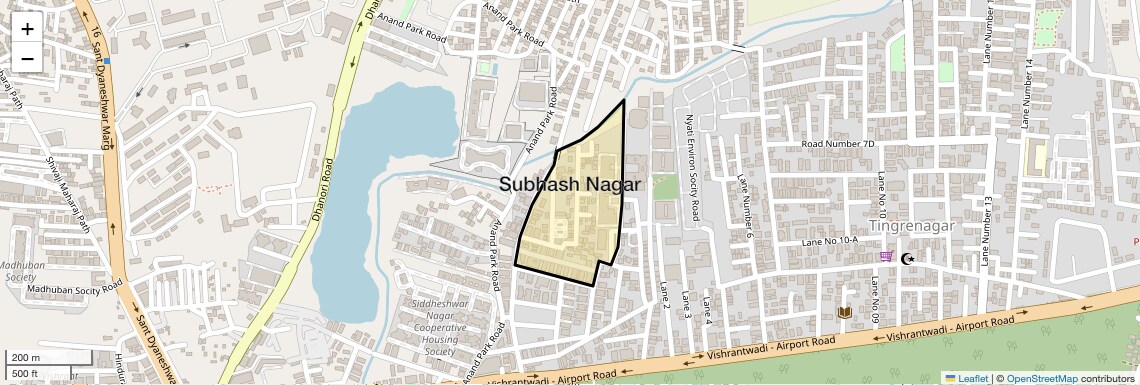 Location Map of Subhash Nagar, Pune