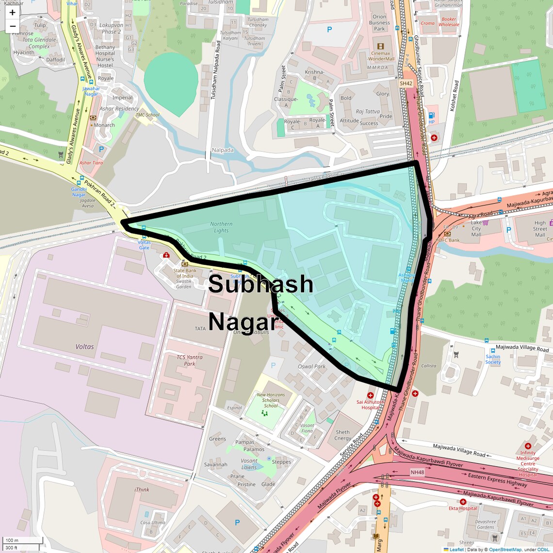 Location Map of Subhash Nagar, Thane