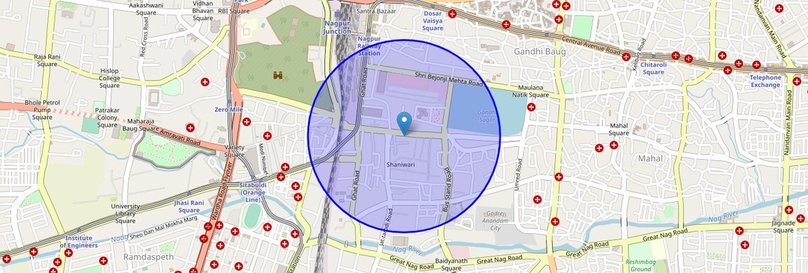 Location Map of Subhash rd, Nagpur