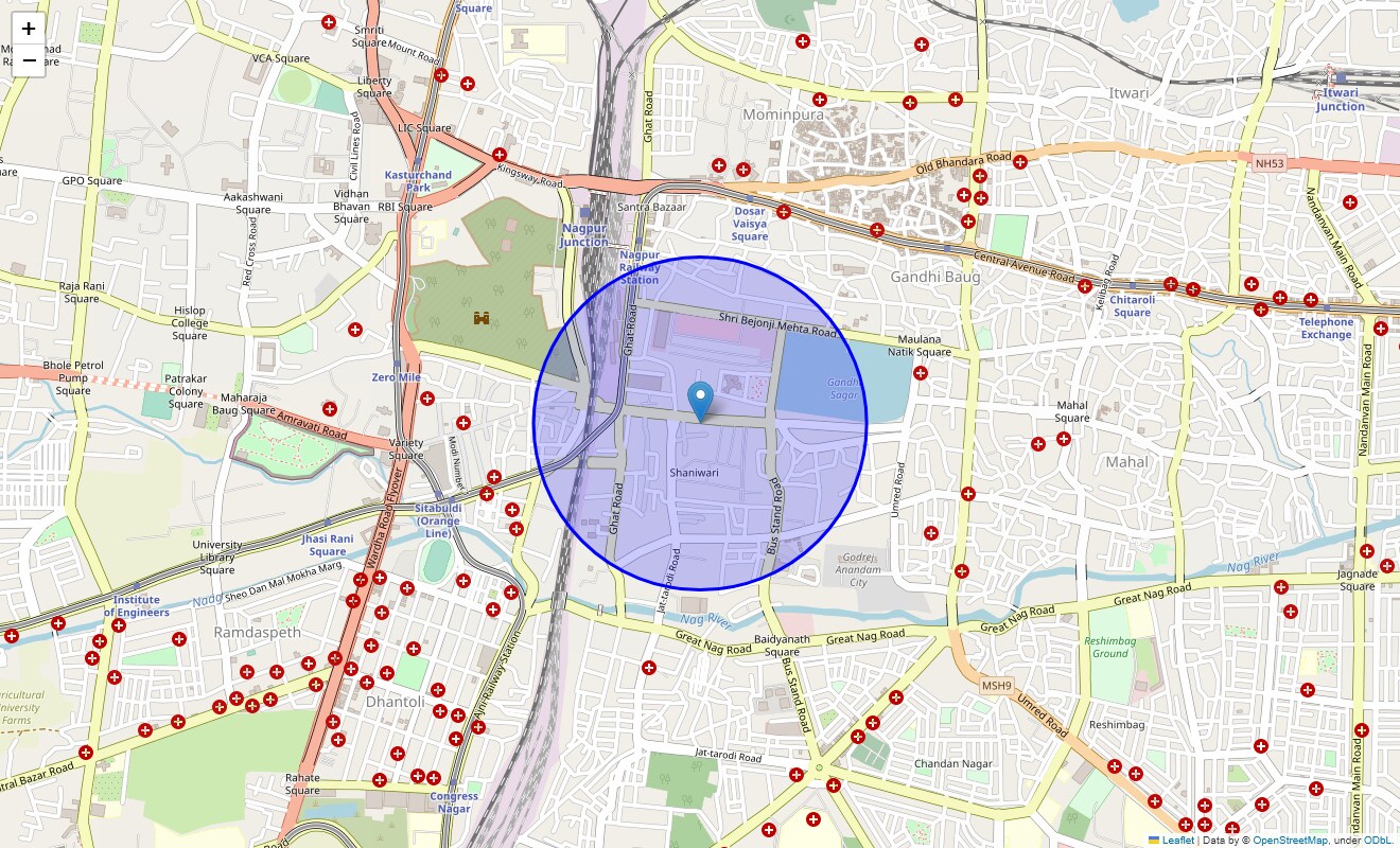 Location Map of Subhash Rd, Nagpur
