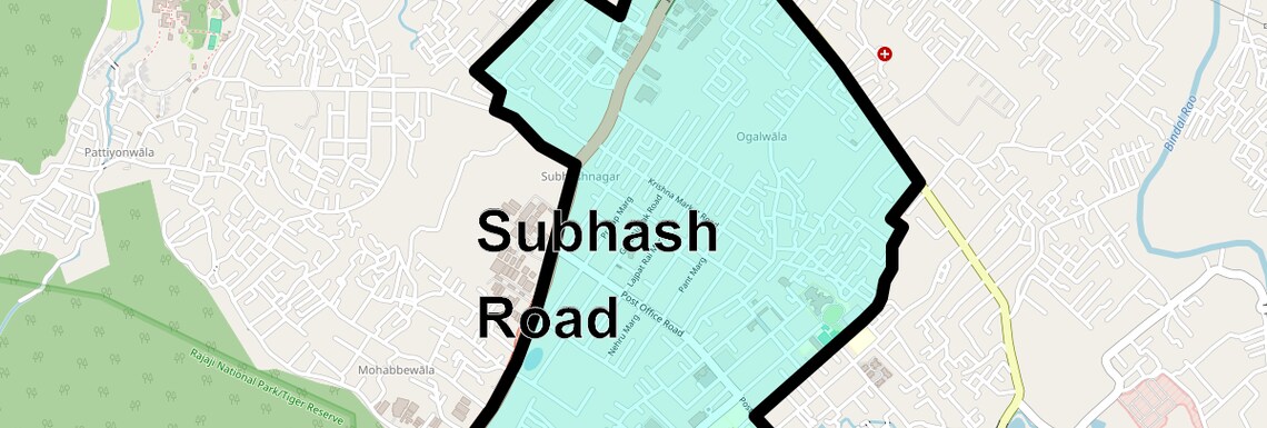 Location Map of Subhash Road, Dehradun