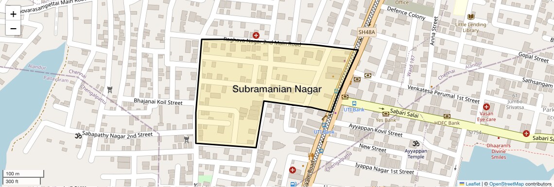 Location Map of Subramanian Nagar, Chennai