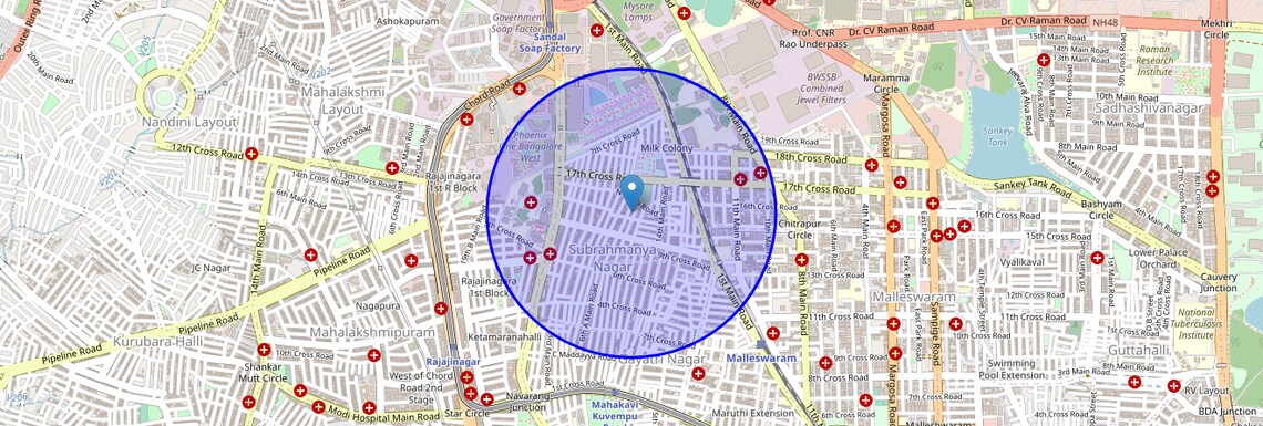 Location Map of Subramanya Nagar, Bangalore
