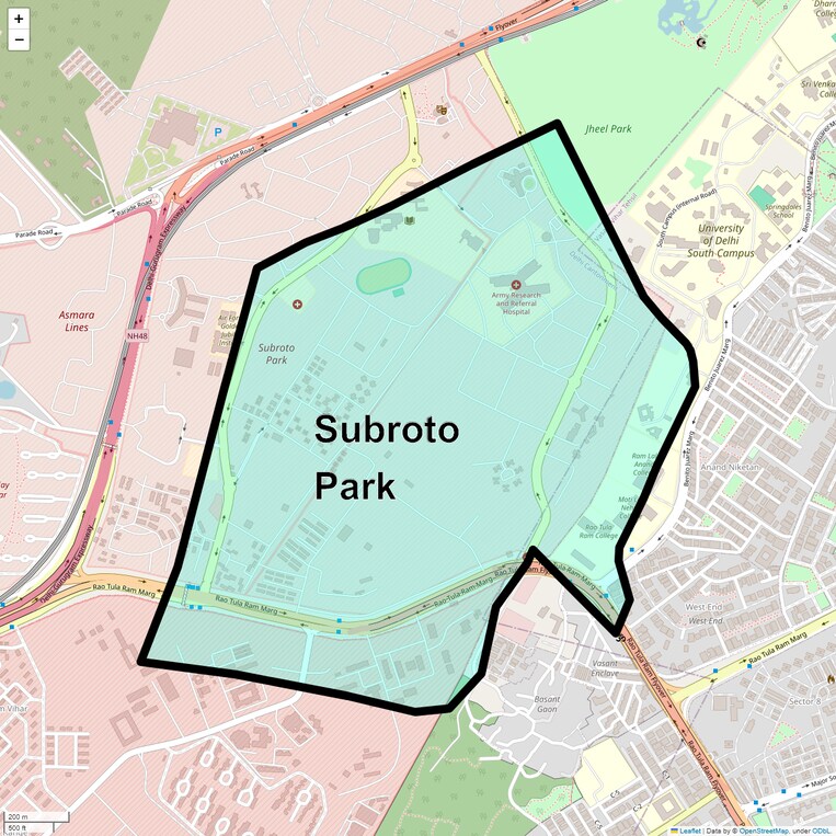 Location Map of Subroto Park
