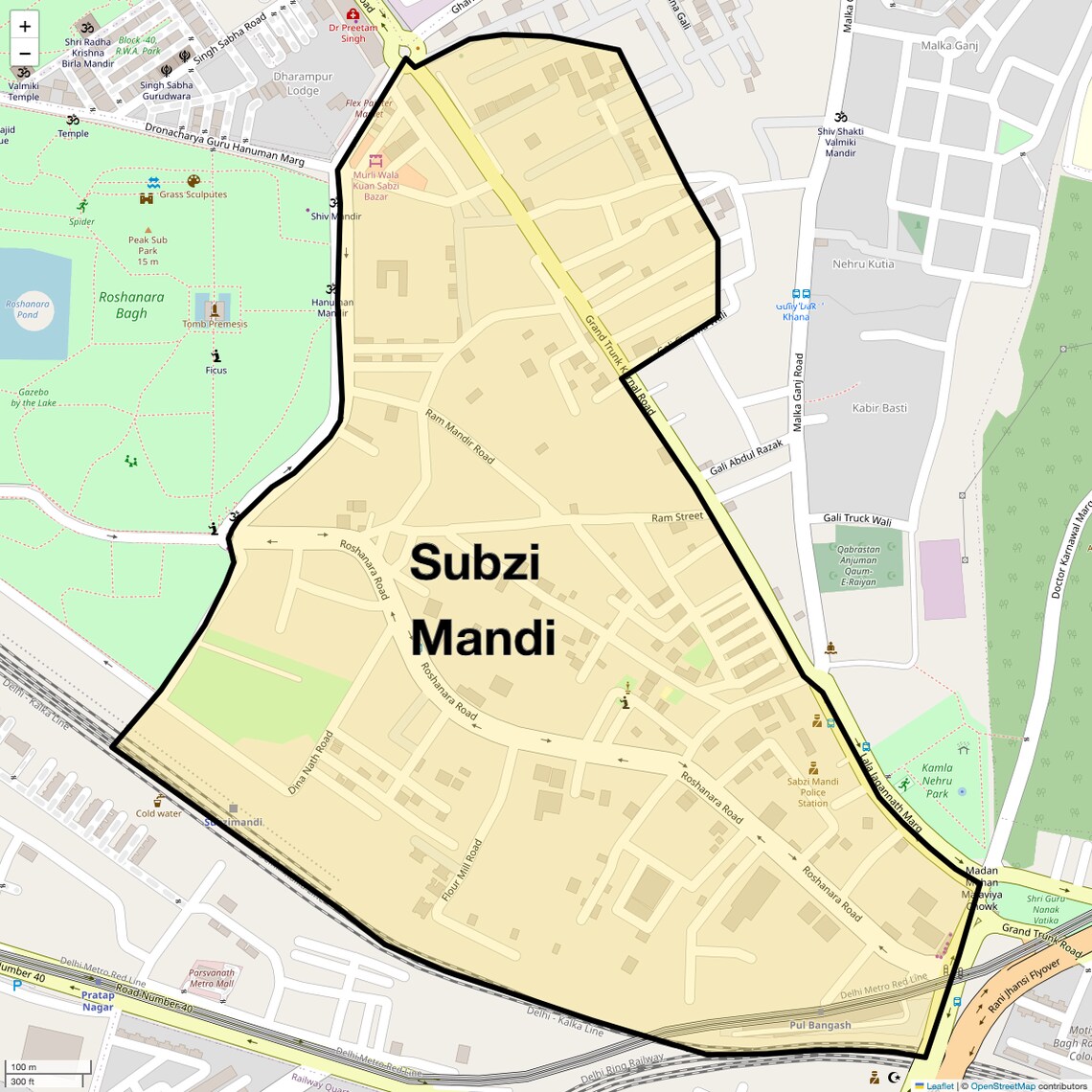 Location Map of Subzi Mandi, Delhi