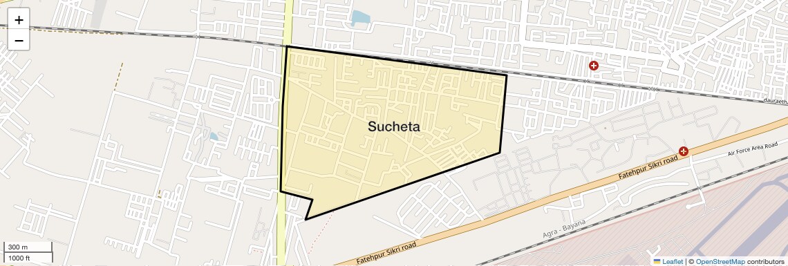 Location Map of Sucheta, Agra