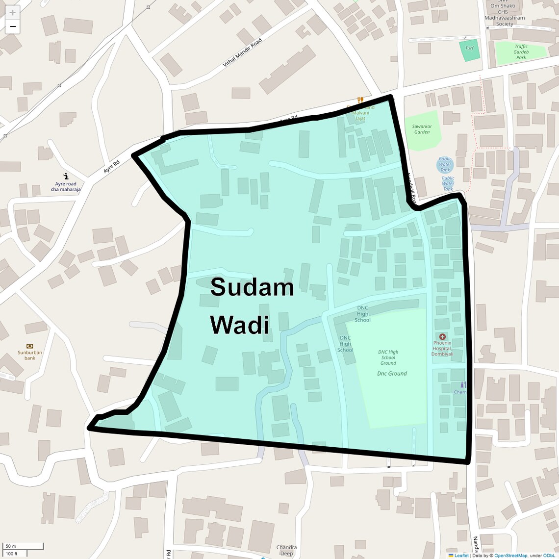Location Map of Sudam Wadi, Thane
